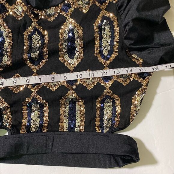 Revolution 10th House Dance Costume 2 piece black sequin BIONIC TH23116 MA adult - Picture 9 of 14